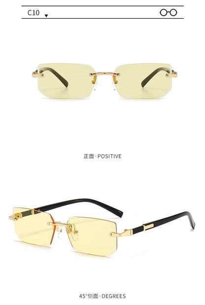 Rimless Sunglasses Rectangle Fashion Popular Women Men Shades Small Square Sun Glasses For Female Male Summer Traveling Oculos Beauty World Shop