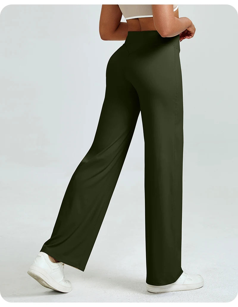 High Waisted Straight Leg Yoga Pants for Women, Naked Feeling Butt Lifting Loose Fit Workout Trousers, Slimming Gym Pants Beauty World Shop