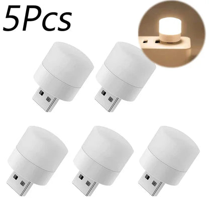 Small USB Night Light Computer Mobile Power Charging Mini Book Lamps LED Light Warm White Eye Protection Reading Light 1/10Pcs Beauty World Shop
