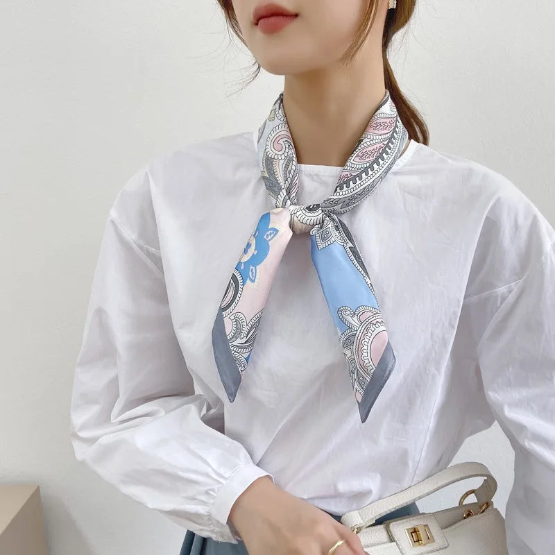 Luxury Silk Scarf Neckerchief Women's Silk Square Scarf Purse Scarf for Women Designer Silk Headscarf SJ01 Beauty World Shop