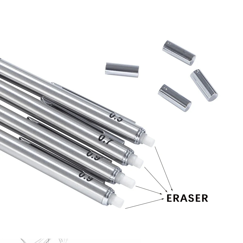 Metal Mechanical Pencil Set with Pencil Grip Leads Art Drawing Student Office Supplies 0.5/0.7/0.9/2.0mm Automatic Pencil Beauty World Shop