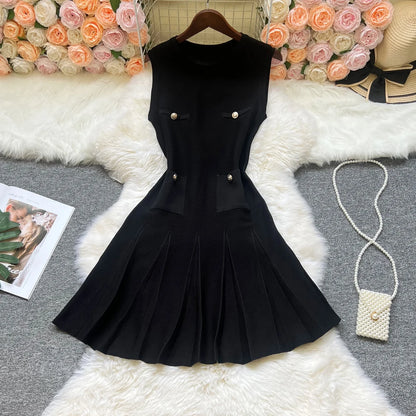 YuooMuoo Chic Fashion 2026 Summer Pleated Short Dress Women O-neck Slim Waist A-line Party Dress Streetwear Lady Outfits Vestido Beauty World Shop