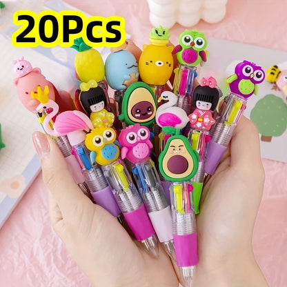 5-20Pcs/Lot Cute Cartoon 4 Color Mini Ballpoint Pen KawaiiUnicorn Flamingo Retractable Stationery Gift SchooOoffice Supplies Beauty World Shop