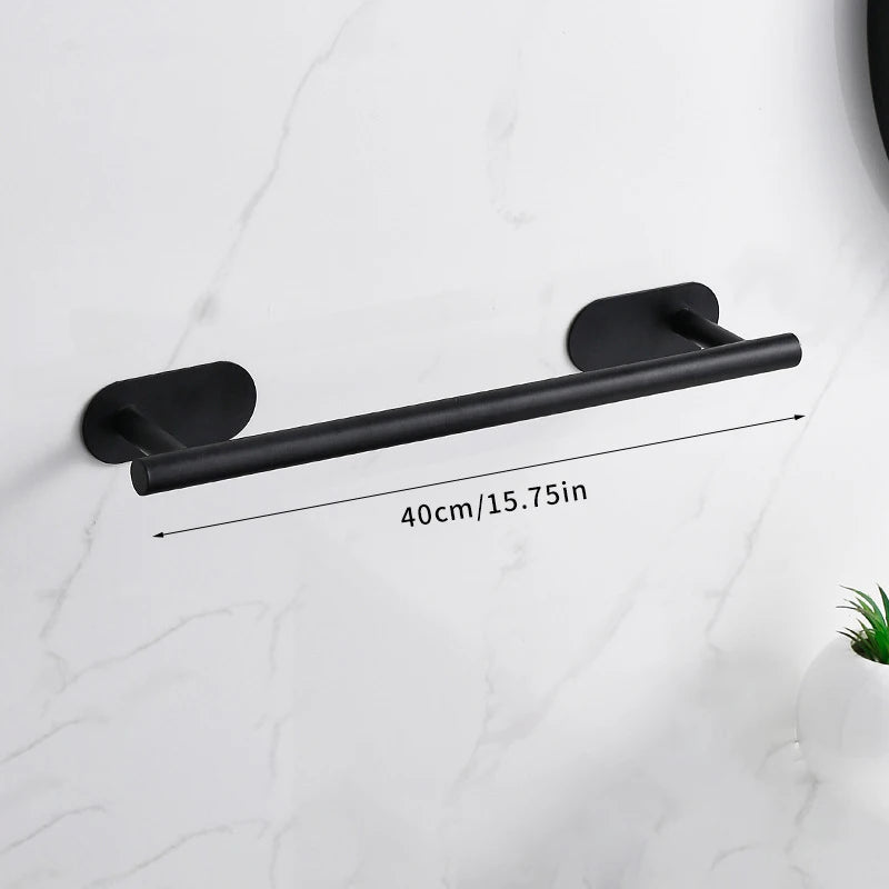 40cm Stainless Steel Bathroom Towel Rack No Drilling Self Adhesive Wall-Mounted Towel Clothes Shelf Holder Hanger Home Bath Rack Beauty World Shop