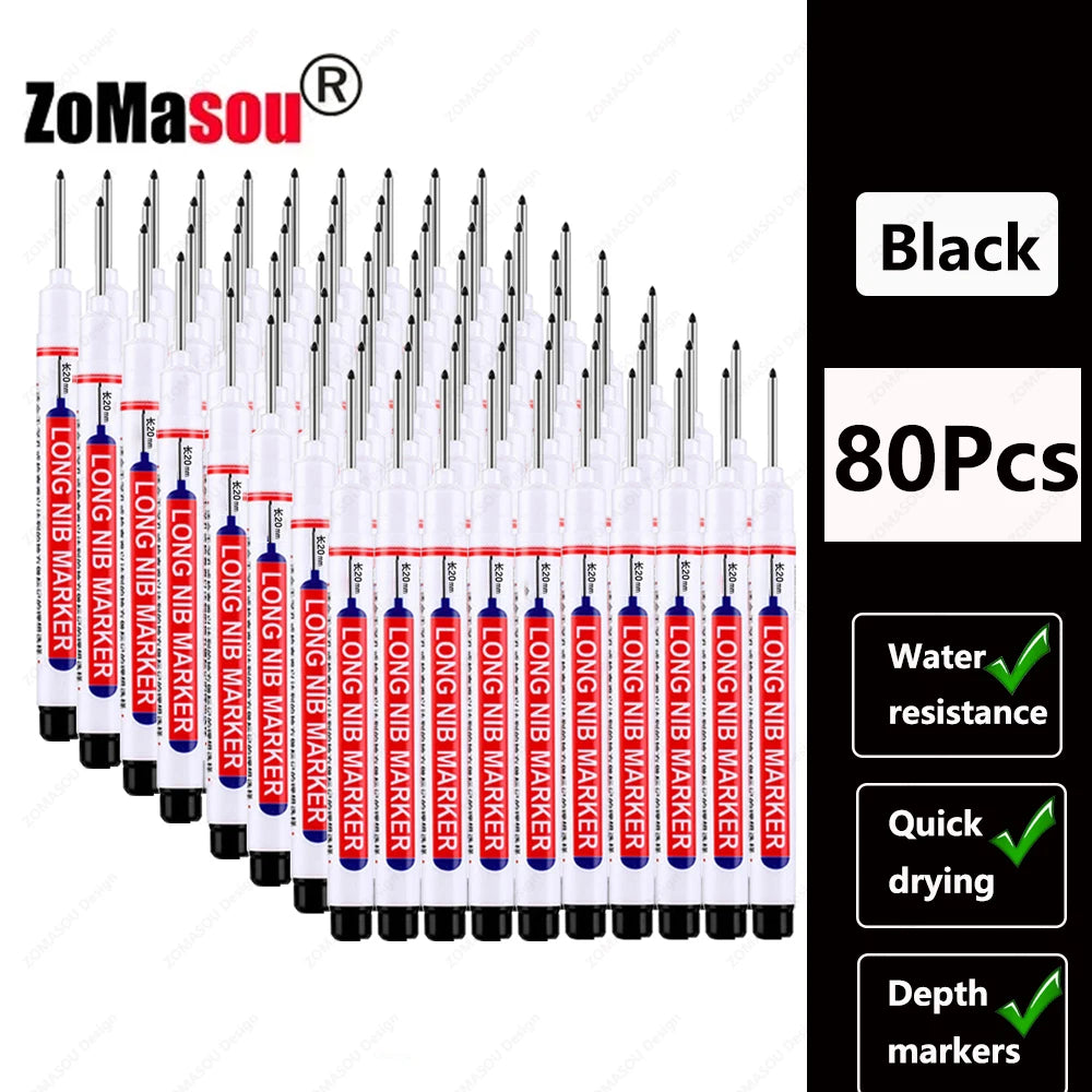 1-100Pcs 2cm Waterproof Long Head Markers Deep Hole Marker Pen for Metal Carpenter Red/Black/Blue/Green Ink Woodworking Tools Beauty World Shop