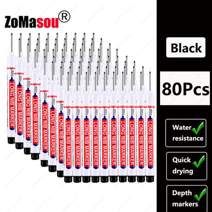 1-100Pcs 2cm Waterproof Long Head Markers Deep Hole Marker Pen for Metal Carpenter Red/Black/Blue/Green Ink Woodworking Tools Beauty World Shop