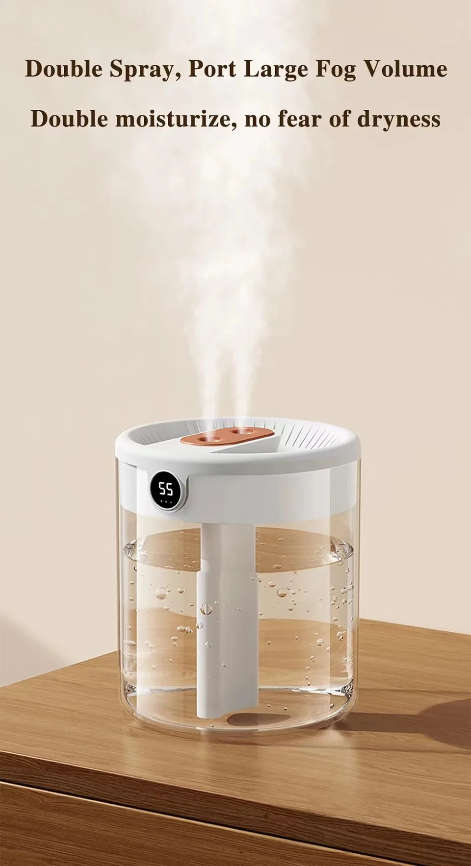 2L Humidifier Household Small Large Capacity Mute Bedroom Usb Office Desktop Portable Student Two Port Spray Water Supplement Beauty World Shop