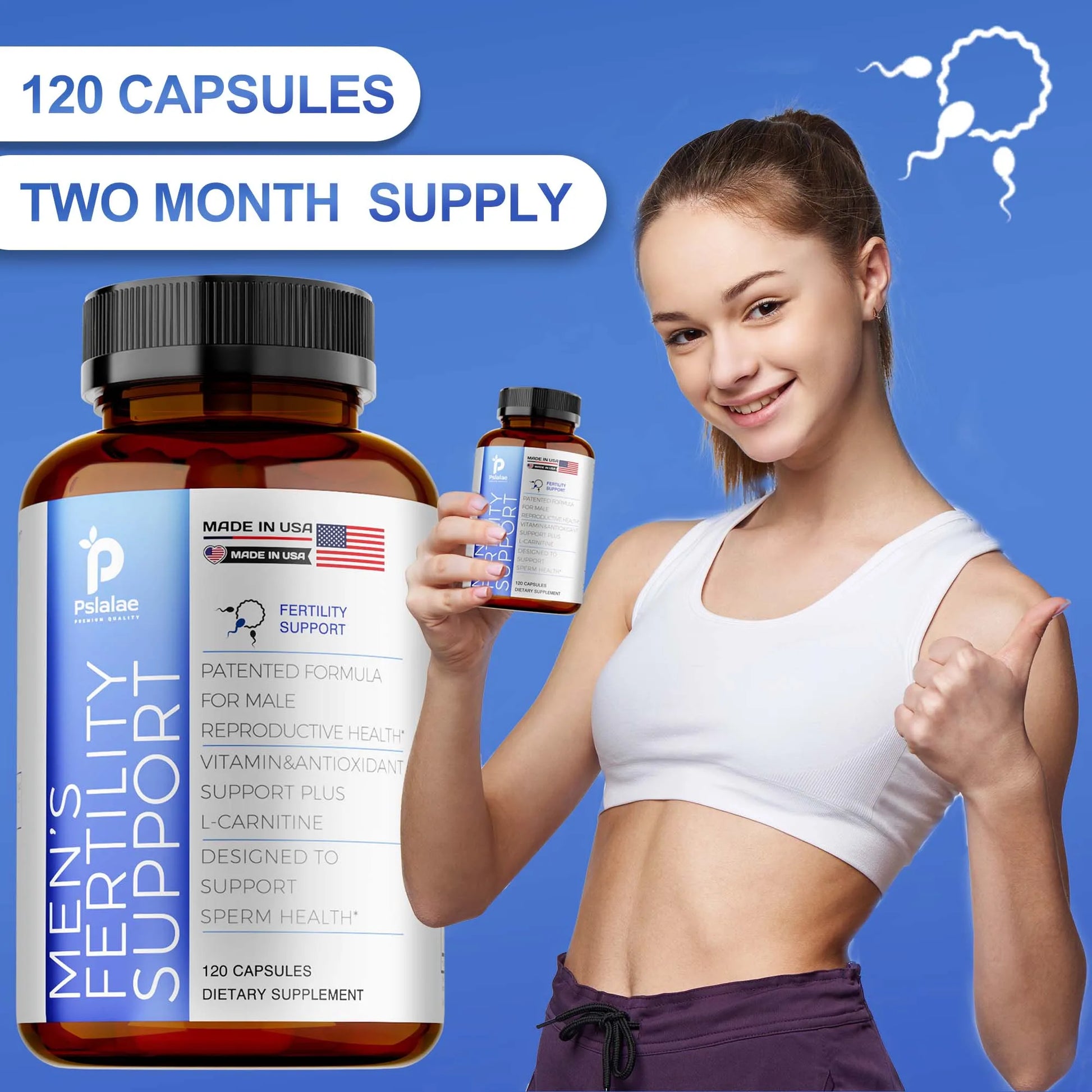 Men's Fertility Support, Ginseng, Multivitamins, Multiminerals, L-Carnitine, Maca, Niacin, Chromium - 120 Capsules Beauty World Shop