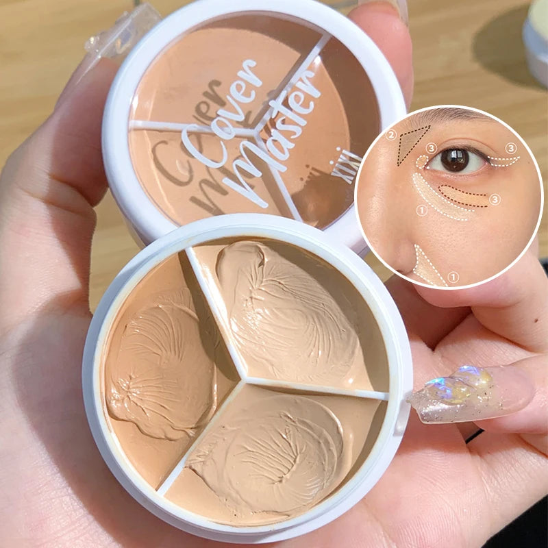 XIXI Pure Holding Makeup Three Color Concealer Spot Acne Print Repair Foundation Dark circles are not easy to stick powder Beauty World Shop