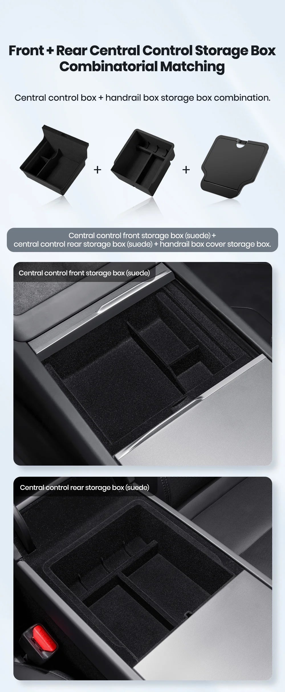 YZ For Tesla Highland Model 3 Y Juniper Center Armrest Hidden Box Holder Console Organizer Car Storage Box  Accessories Beauty World Shop