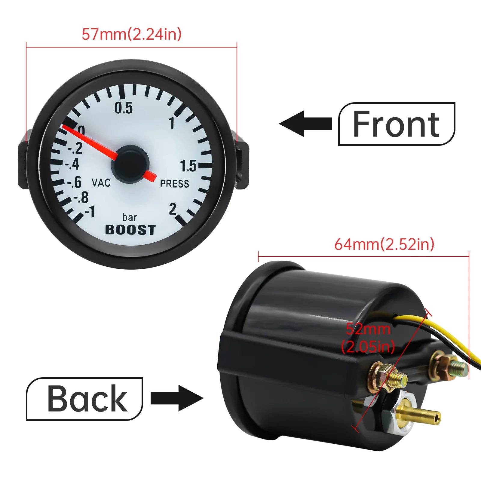 AD Universal 52mm Bar Blue Led Light Pressure Turbo Boost Gauge Meter With Sensor 、Holder 12V Boost sensor Car Accessories Beauty World Shop