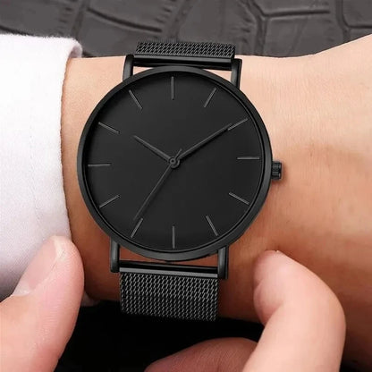 Minimalist Mens Fashion Ultra Thin Watches Simple Men Business Stainless Steel Mesh Belt Quartz Wrist Watch Relogio Masculino Beauty World Shop