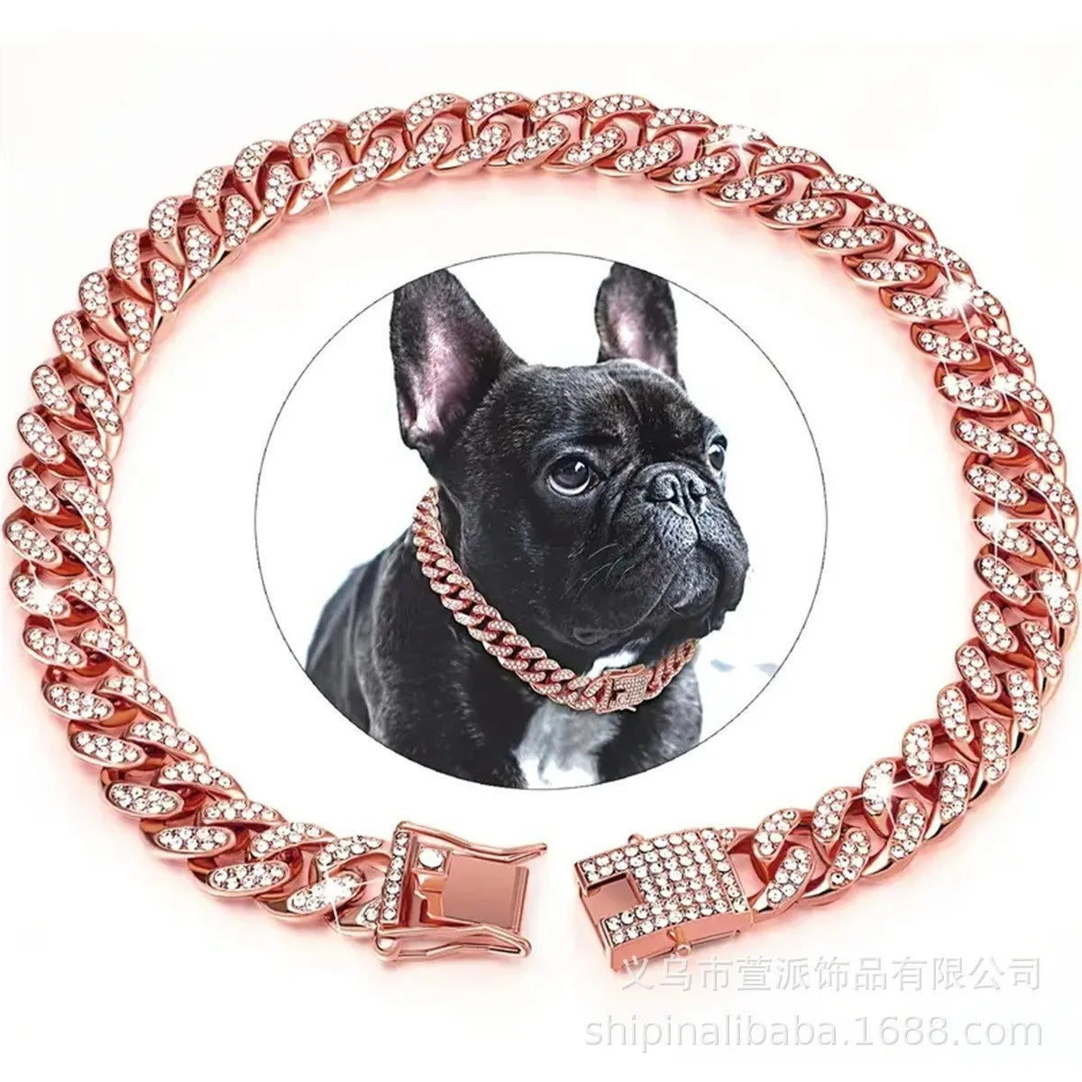 New Style Pet Collar Necklace Cat Dog Full Diamond Cuban Chains Dog Chains Lock Buckle Gold Silver Rose Gold Pet Supplies Beauty World Shop