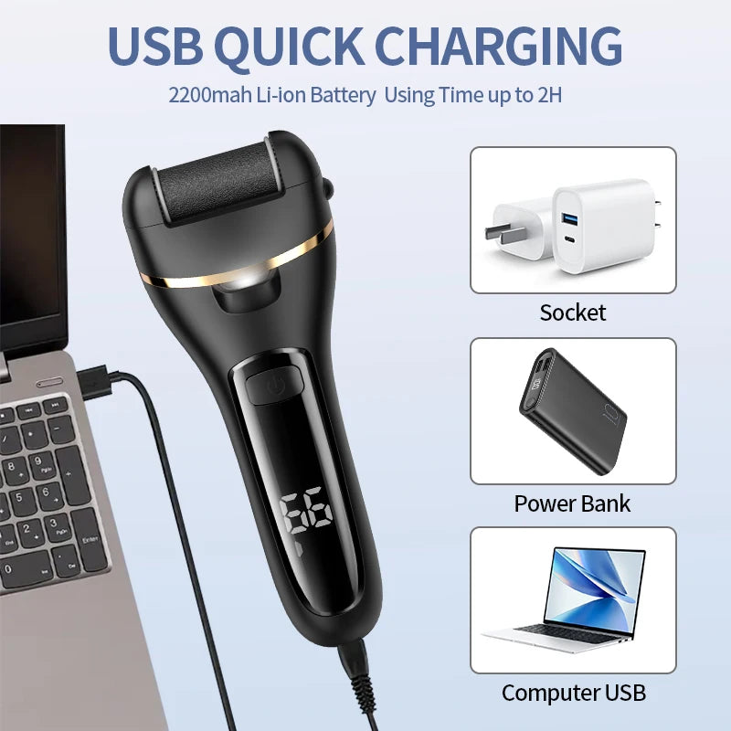 Rechargeable Electric Foot Grinder - USB Powered Callus Remover with Adjustable Speeds, for Men & Women's Pedicure and Self-Care Beauty World Shop