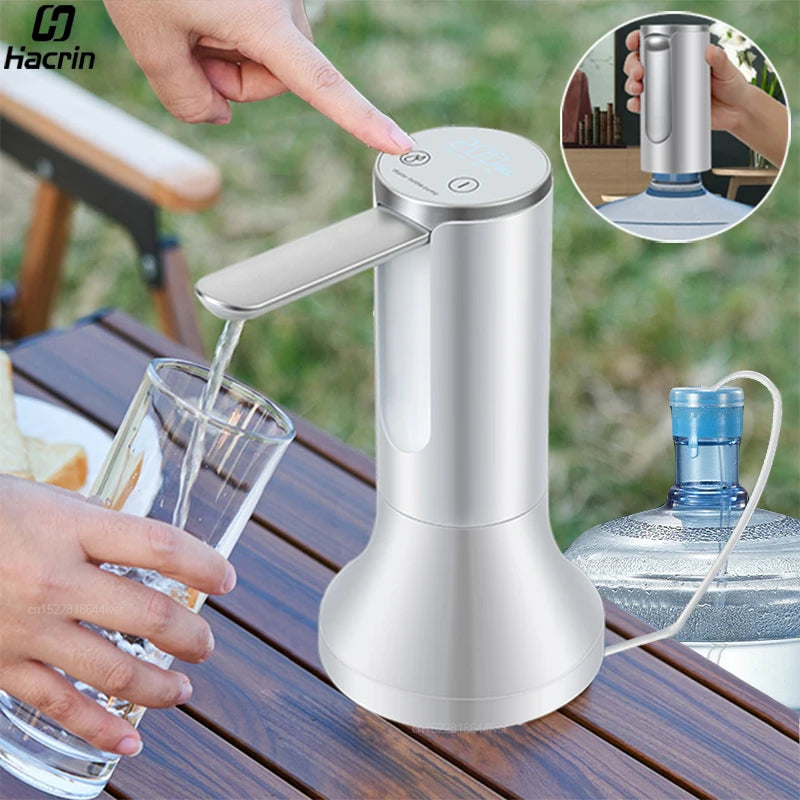 Electric Water Gallon Bottle Pump Automatic Water Dispenser Pump 19 Liters Foldable Desktop Water Bottle Pump H3 Rechargeable Beauty World Shop