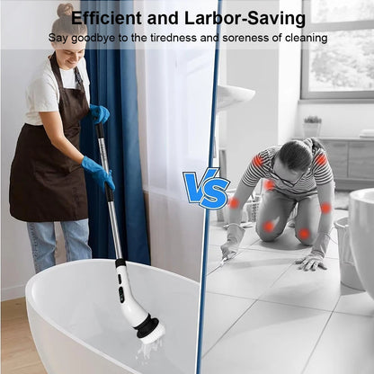 Electric Bathroom Cleaning Brush 9-in-1 Wireless Household Rotation Cleaning Brush for Bathroom Kitchen Toilet Cleaning Scrubber