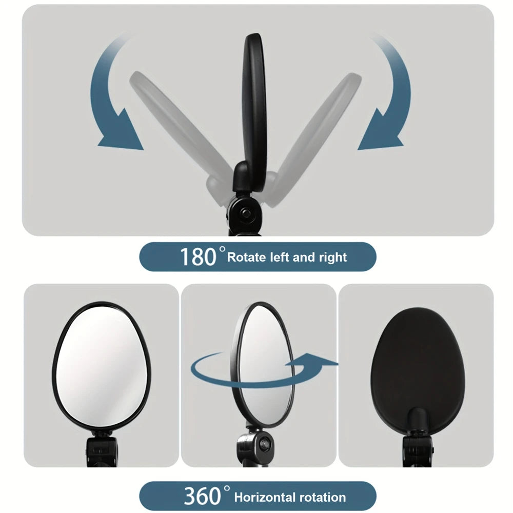 2PCS Bicycle Rearview Mirror 360 Degree Adjustable Rotatable Universal Cycling Handlebar Rear View Mirrors for MTB Road Bike Beauty World Shop