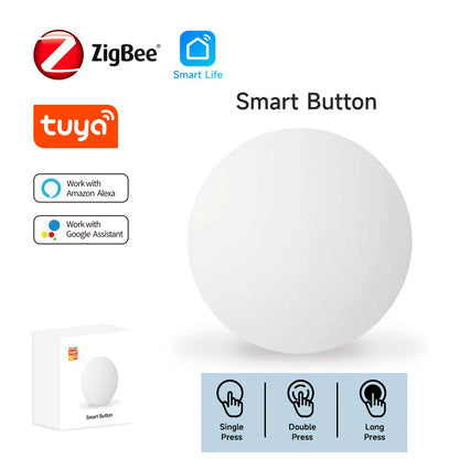 Tuya Zigbee Smart Push Button Wireless Switch Include Battery Remote Control Automation Scenario Switch Work with Zigbee Gateway Beauty World Shop