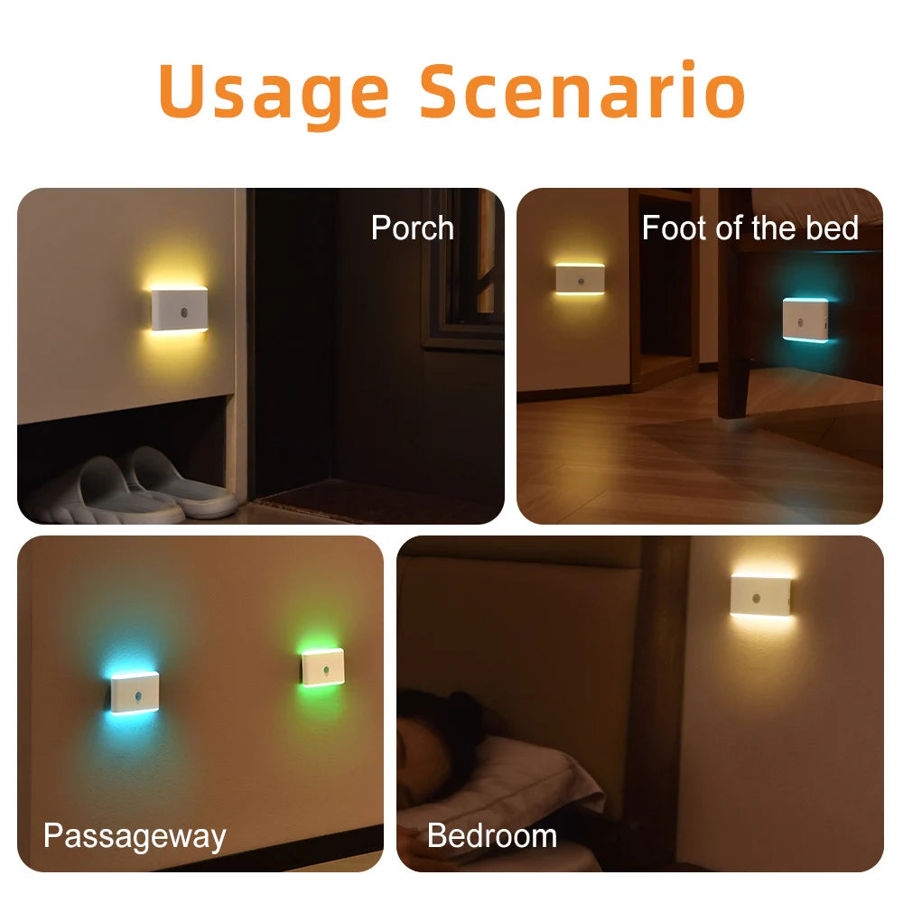 LED Night Light, USB Charging, Smart Motion Sensor, Color-Changing Ambient Lighting, Ideal for Living Room and Hallways Beauty World Shop