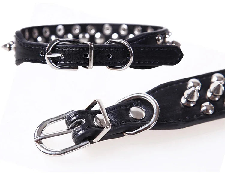 Adjustable Leather Pet Dog collar Neck Strap Supplies PU Leather Punk Rivet Spiked Dog Collar Pet Collars For Small Dog Cat Beauty World Shop