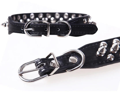 Adjustable Leather Pet Dog collar Neck Strap Supplies PU Leather Punk Rivet Spiked Dog Collar Pet Collars For Small Dog Cat Beauty World Shop