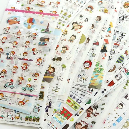 6Pcs/Lot Waterproof Cartoon Transparent Pvc Stickers DIY Hand Account Diary Decorative Stickers Kawaii Phone Cup Stickers Beauty World Shop