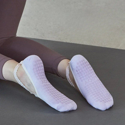 Solid Color Yoga Socks Professional Silicone Non-slip Ballet Pilates Socks Backless Breathable Bandage Cotton Dance Sports Socks Beauty World Shop