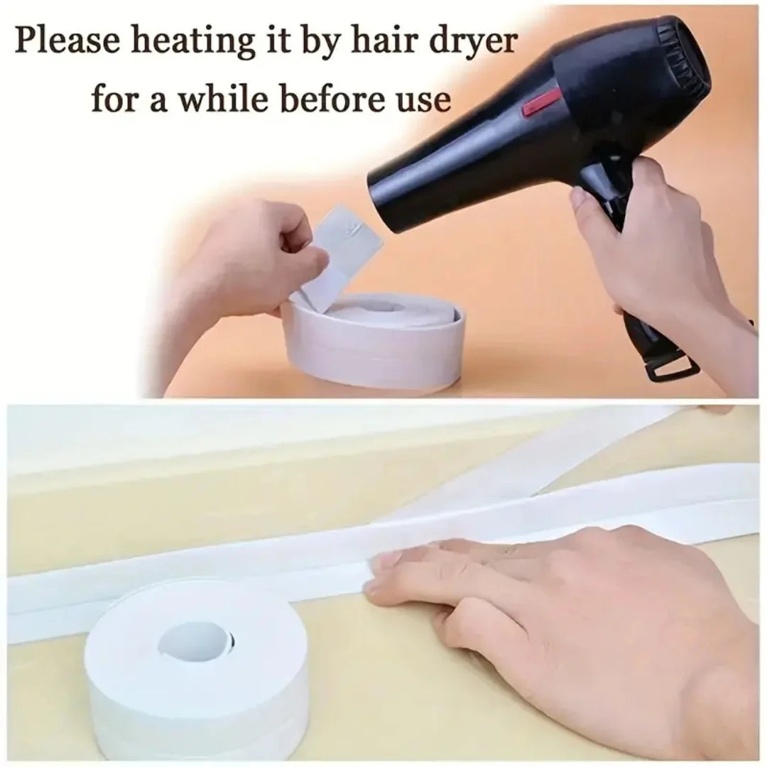 3.2m PVC Waterproof Sealing Tape for Bathroom Sink, Shower, Bathtub and Toilet - Self Adhesive Wall Sticker Beauty Fashion