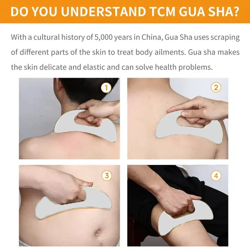 Professional Gua Sha Massage Tools, Stainless Steel Guasha Tool,Manual Massage Sticks for Jawline Sculpting & Puffiness Reducing Beauty World Shop