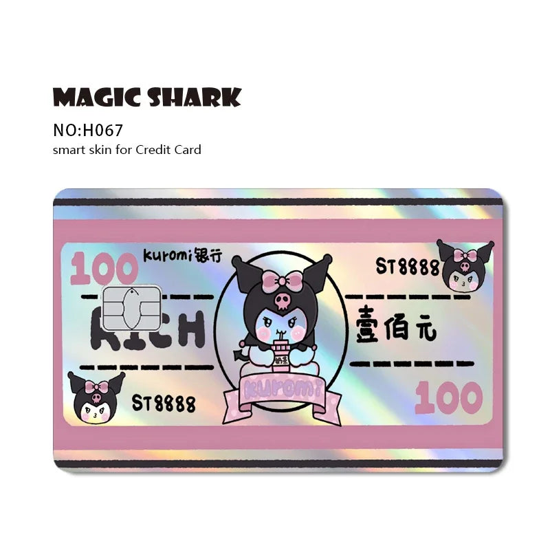 Hot Sale Hello Kitty Kuromi Holographic Laser Shinny Film Skin Cover Sticker for Debit Credit Card Bank Card Beauty World Shop