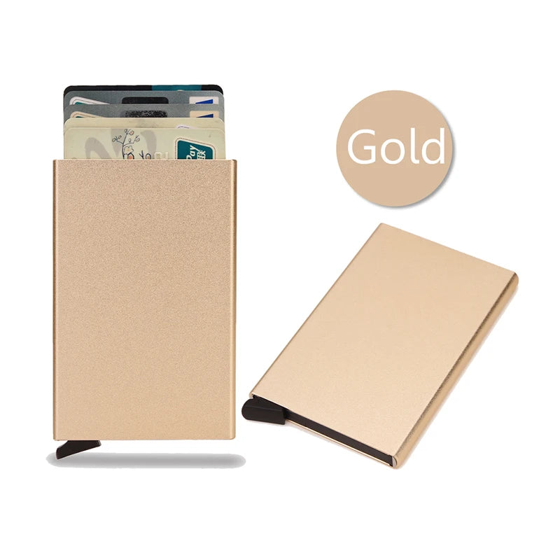 Rfid Smart Wallet Card Holder Metal Thin Slim Men Women Wallets Pop Up Minimalist Wallet Small Black Purse Vallet Walets for Men Beauty World Shop