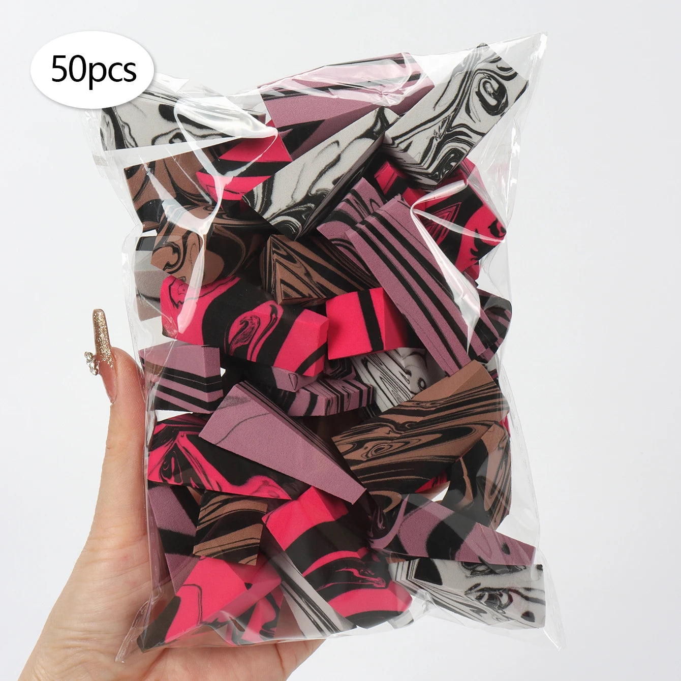 50 Pieces of Random Color Facial Curve Mixed Makeup Sponge, Latex-Free, Small Wedge-Shaped Smooth Application Beauty Sponge Applicator Beauty World Shop
