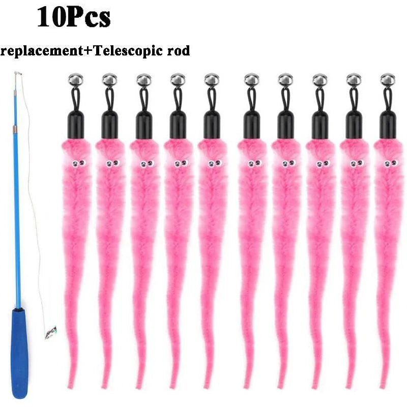 Replace Plush Cat Toy Accessories Worms Replacement Head Funny Cat Stick Pet Toys 5/10/6/11 Pcs Beauty World Shop