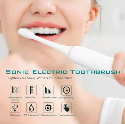 Electric Ultrasonic Toothbrush Six Speed Mode Home Soft Hair USB Charging Waterproof Adult Tooth Cleaner Automatic Couple Set Beauty World Shop