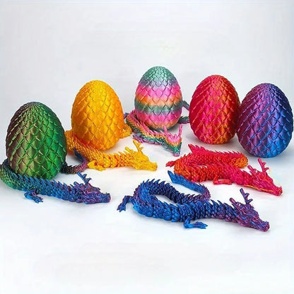 3D Printed Dragon Egg with Dragon Full Articulated Dragon Modle Movable Rotatable Articulated Desktop Ornament Kid Toy Beauty World Shop
