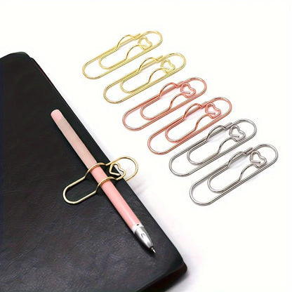 4Pcs Multifunctional Love Pen Clip, Portable Hanging Pen Button Fixed Seat Paper Clip for Notebook Stationery Accessories Beauty World Shop