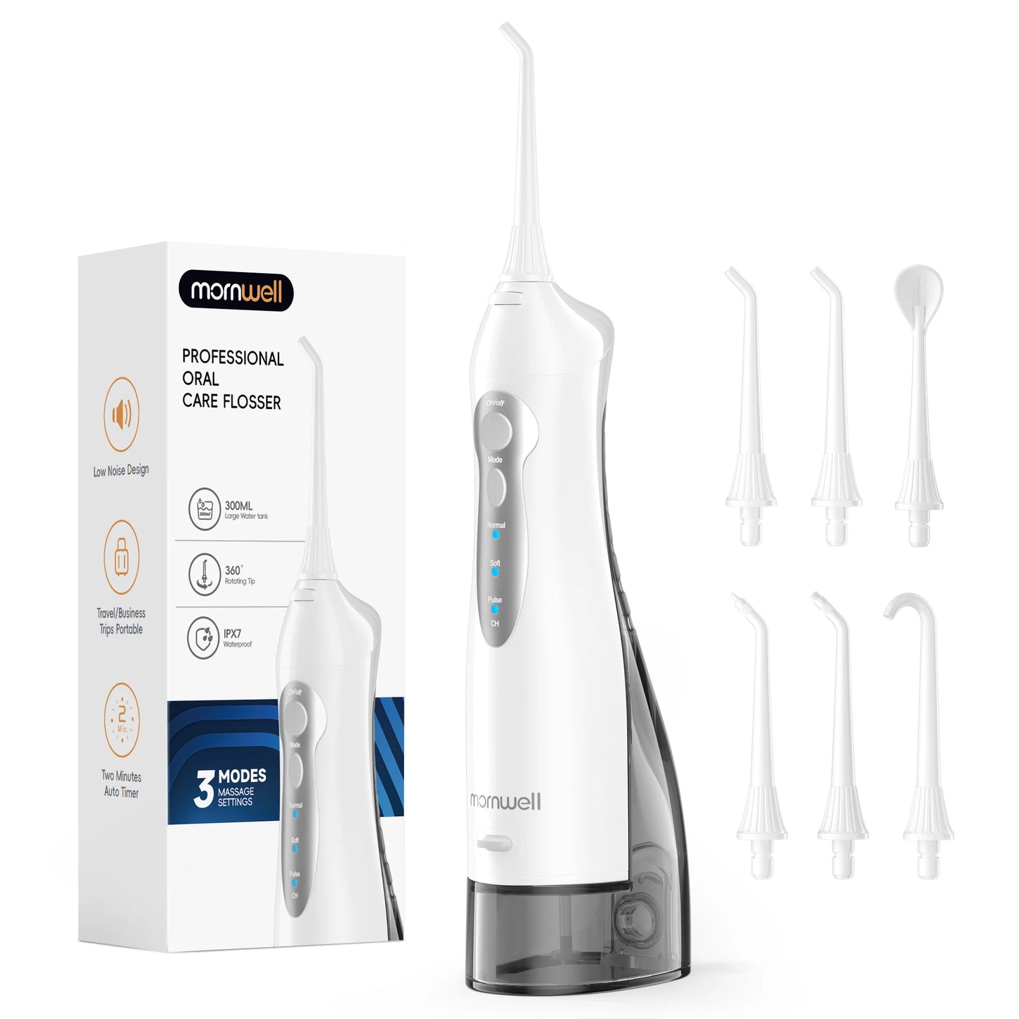 D52 Portable Cordless Water Flosser USB Rechargeable Water Jet Floss Tooth Pick 6 Jet Tip 300ml 3 Modes Teeth Clean for Travel Beauty World Shop