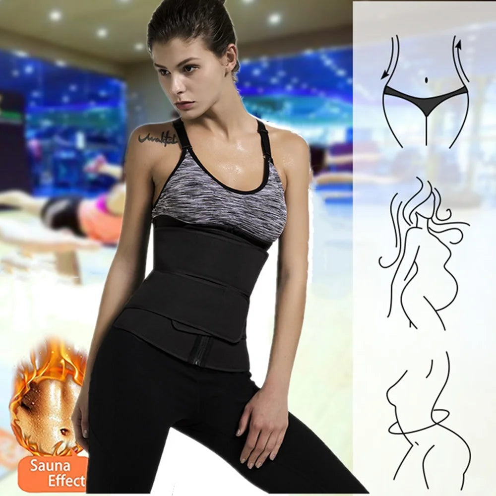 1pc Waist Trainer Slimming Body Shaper Fitness Belt Weight Loss Fat Burning Sport Girdle Sweat Trimmer Workout Cincher Shapewear Beauty World Shop