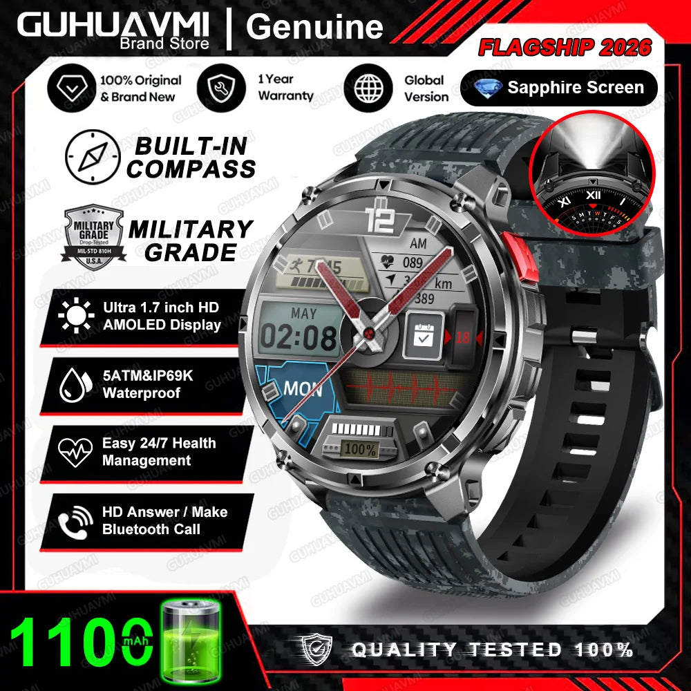 2026 New T-Rex3 Pro 1100mAh Battery Smart Watch GPS path 5ATM Waterproof Sports Run tracker Outdoors Compass Military Smartwatch Beauty World Shop