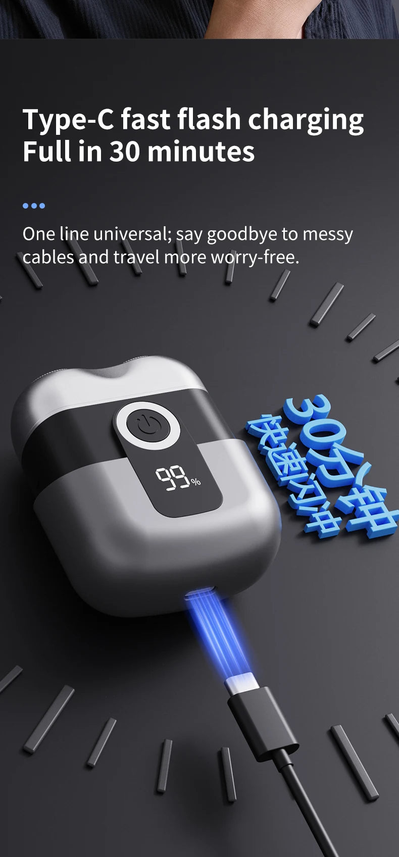 Mini electric shaver, compact and fast charging for home use, men's car shaver, portable for home use, gift for father and boyfr Beauty World Shop
