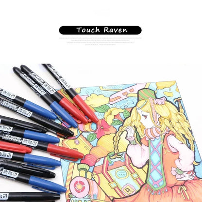 6-20PCs/Set PermanentMarker Pen Fine Point Waterproof Markers Thin Nib Crude Nib Black Blue Red Ink 1.5mm Fine Color Marker Pens Beauty World Shop