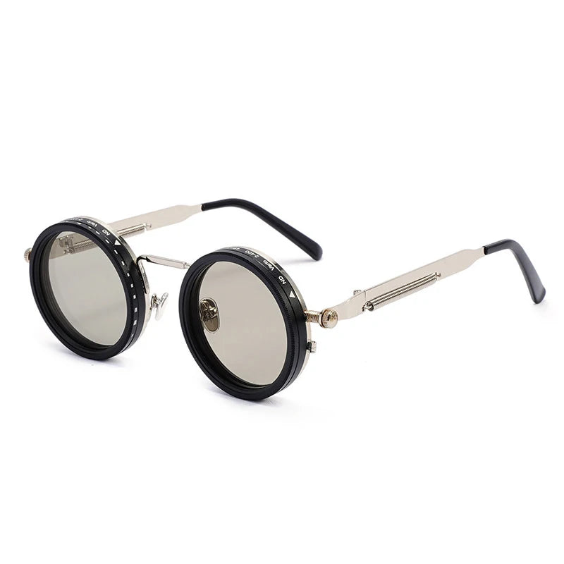 SHAUNA Retro Metal Round Punk ND9-level Adjustable Dimming Sunglasses Women Polarized UV400 Fashion Men Outdoor Sun Glasses Beauty World Shop