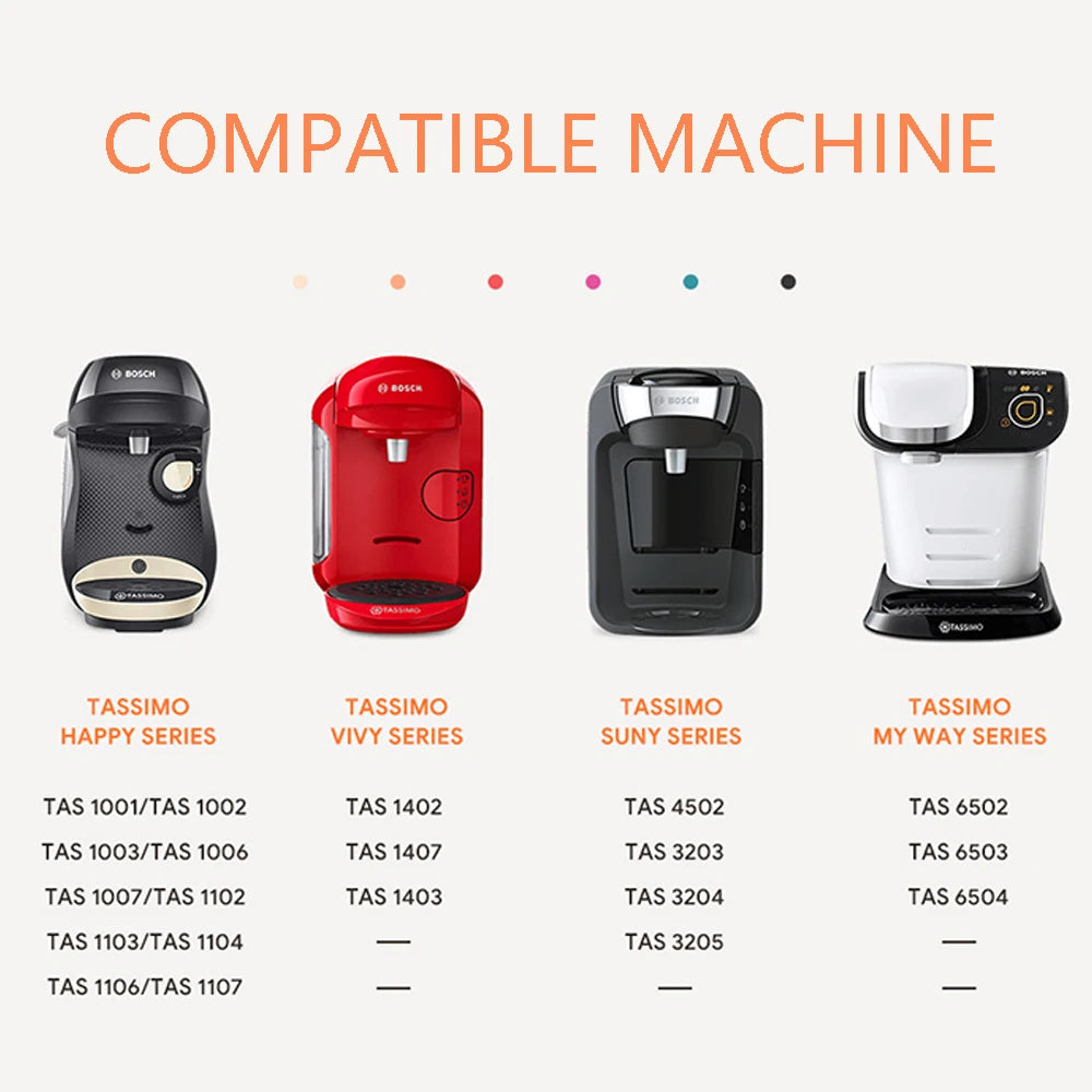 60/180200/220ML Reusable Coffee Capsule Pods for BOSCH-s Machine Tassimo Refillable Filter Pod Silicone Lid Replacement Beauty World Shop