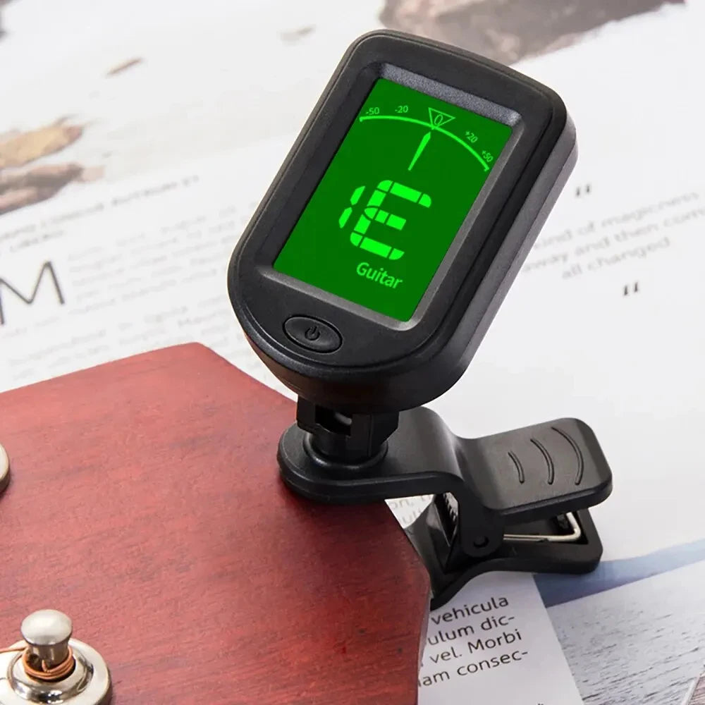 T-02 Guitar Tuner Clip-on Chromatic Digital Tuner LCD Display Mini Tuner String Instrument Accessories for Guitar Ukulele Violin Beauty World Shop