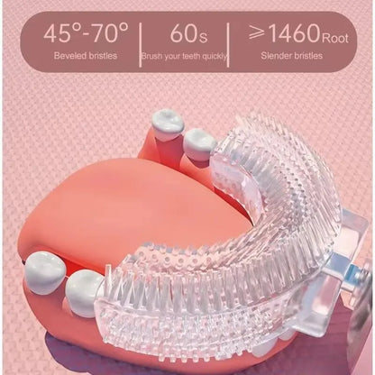 Children'S Electric Toothbrush Food Grade Silicone Oral 360 Degree Automatic Usb Charging Smart Children'S Toothbrush U-Shaped Beauty World Shop