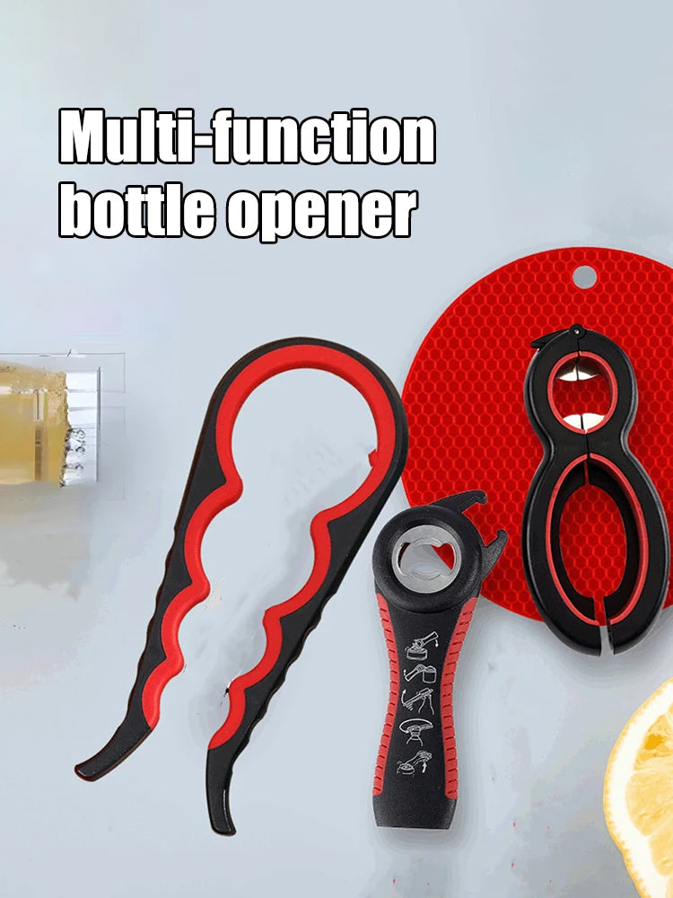 Multifunctional 6-in-1 Jar Opener And 4-in-1 Bottle Opener with Non-Slip Lids Gripper - Kitchen Tool for Easy Opening Beauty Fashion