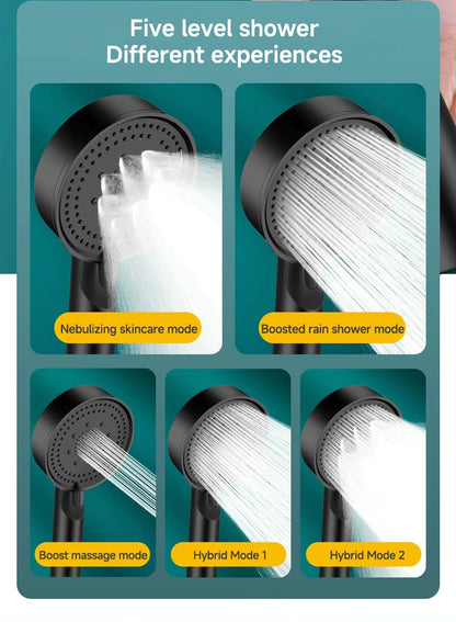 5 Modes Pressure Boost Shower Head Multifunction Adjustable Large Water Shower Nozzle Massage Bathroom Accessory Beauty World Shop
