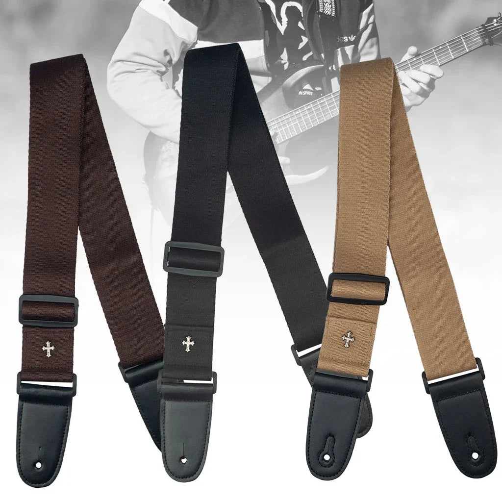 Electric Guitar Strap Acoustic Folk Guitarra Belt Straps Vintage Cross Personality Guitar Straps Pick Pocket Guitar Accessories Beauty World Shop