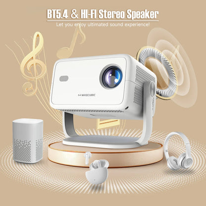 Magcubic L018 650ANSI 1080P Native Projector, 360° Rotation, Auto Focus & 6D Keystone, Android 14 WiFi6 BT5.4 8K Decoding Portable Beauty World Shop