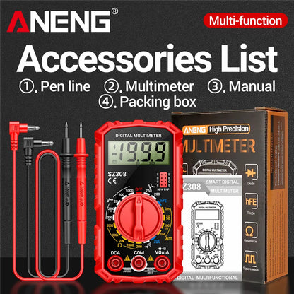 ANENG SZ308 1999 Count Digital Multimeter AC/DC High-Precision Multi-function Voltage Current Resistance Multimeter Tester Tools Beauty World Shop